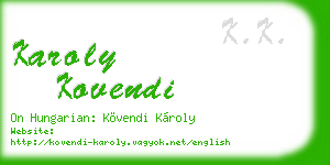 karoly kovendi business card